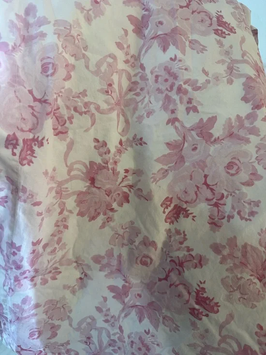 Pottery Barn Teen LoveShackFancy Garden Damask Twin Top Sheet pink/ivory - Picture 2 of 3